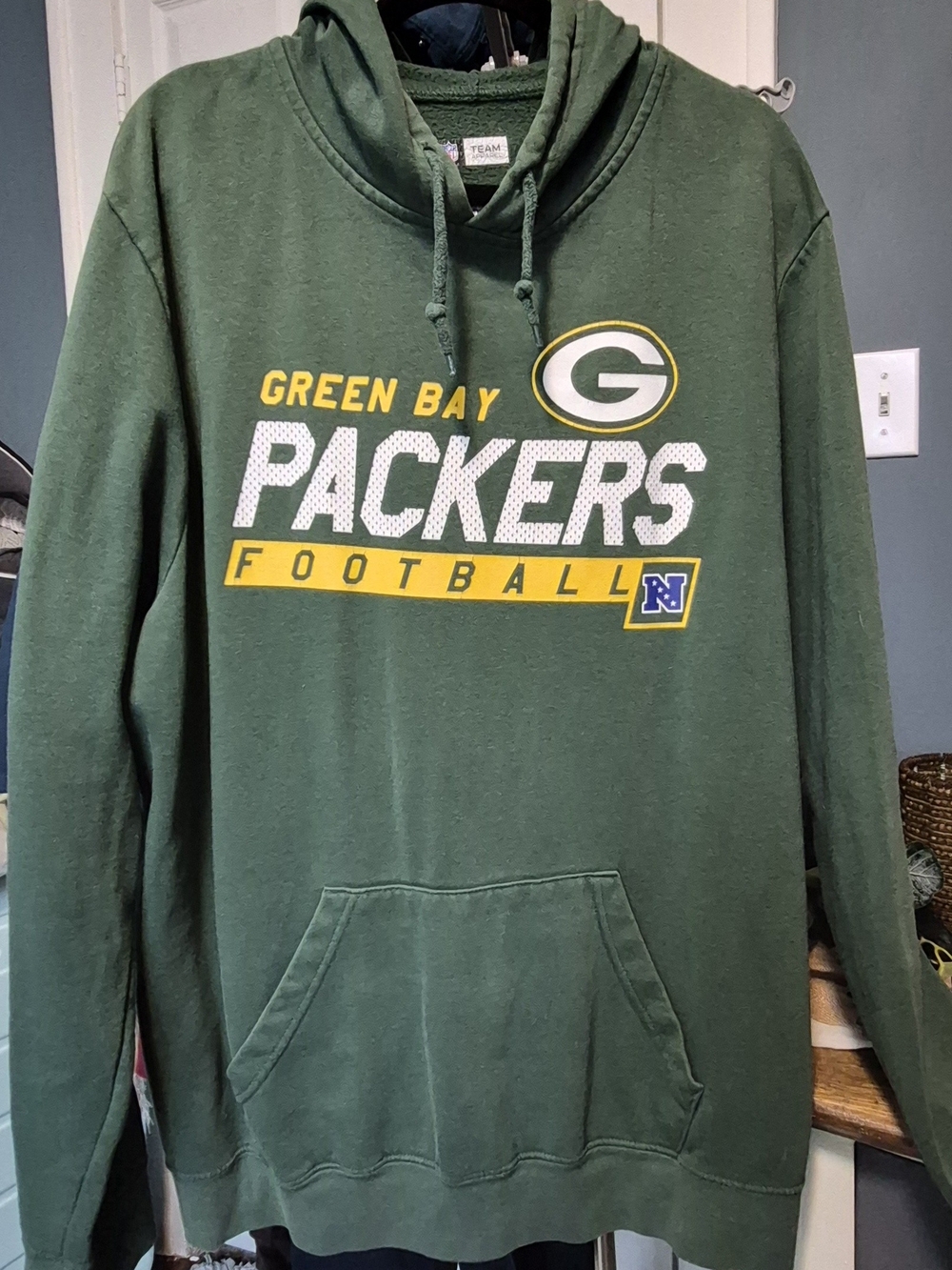 NFL Green Bay Packers Green Crewneck Hoodie with Yellow & White Logo